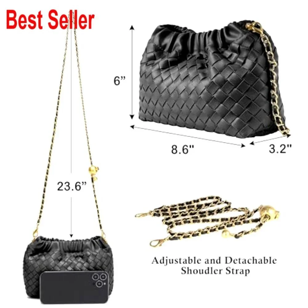 Woven Faux Leather Hobo Bag with Adjustable Crossbody Strap
